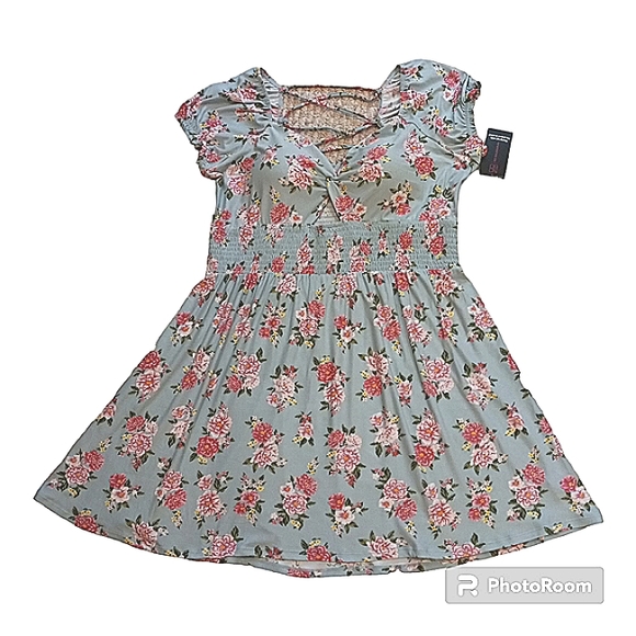 Tropical Sunny Coachella Party Floral Beach Short Dress Plus Size Smocked Waist - Picture 14 of 17